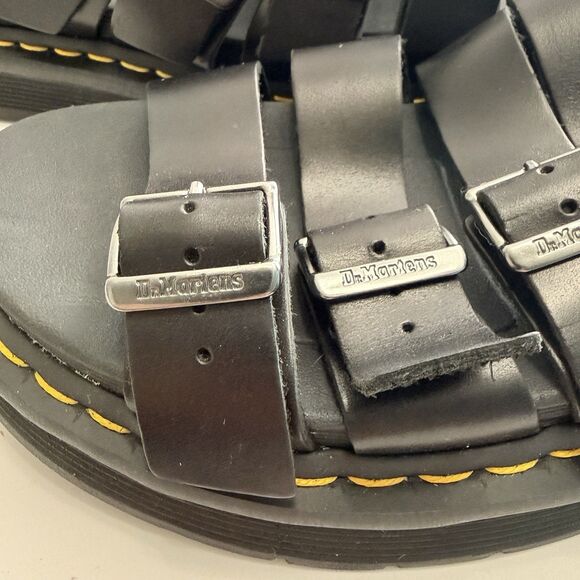 New DR. MARTENS "Tate" Black Leather 4-Strap Sandals Mens 10 Womens 11.5 w/o Box - Picture 12 of 12